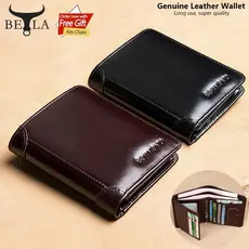 Carteira Masculina De Couro Com Três Dobras – Bolsa Curta Vertical Porta Cartão , Preta E Café