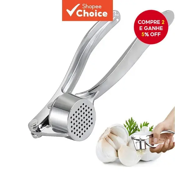 Prensa De Alho Profissional Em Aço Inoxidável , Braçadeira manual , Descascador , Espremedor