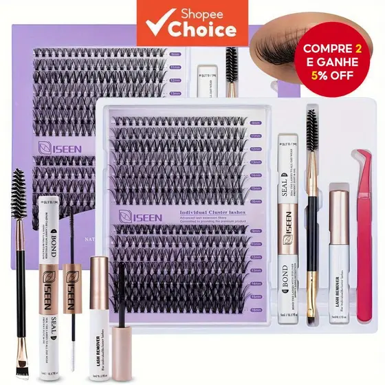 Kit De Cluster De Cílios DIY , Inclui Pinça Removedora De Selante De Cola , Conjunto Completo De Extensão Domésticos