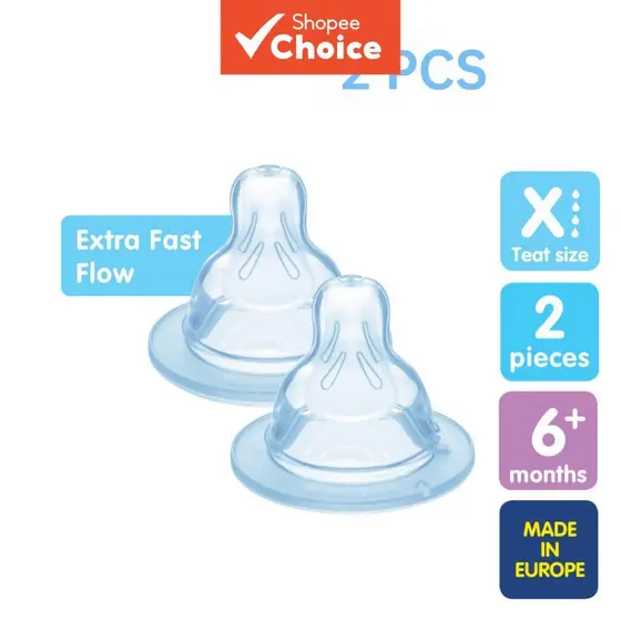 【2 peças】MAM Bico de Bebê a partir de 6+m - SUPER FLUXO RÁPIDO com 2 peças diâmetro de 52mm bico largo de pato