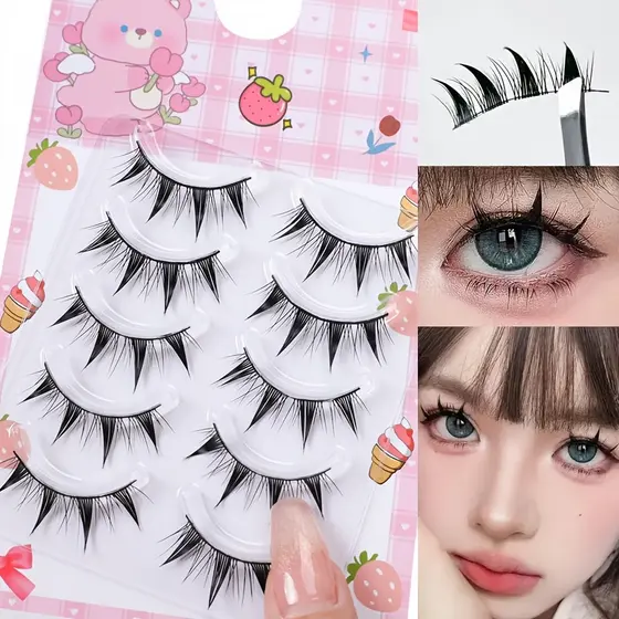 5 Pares De Cílios Postiços Em Quadrinhos Cosplay Estilo Olho De Gato Grande Natural Macio E Confortável