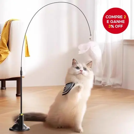 Ventosa Gato Teaser Brinquedo Com Penas Varinha Interativa Engraçado De Cabo Longo Para Gatos Preto