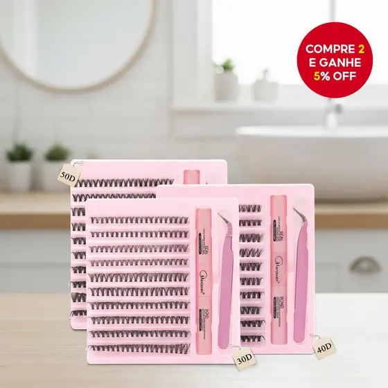 Kit de Extensão de Cílios Manjesen - 200 Peças com Cola e Pinça, Cílios D-Curl