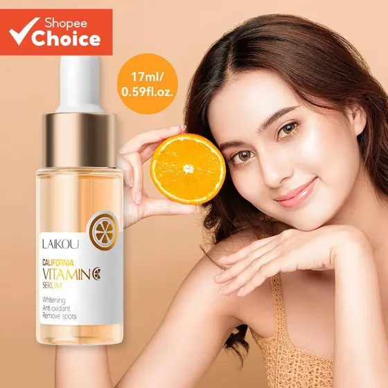 LAIKOU Vitamina C Soro Facial VC Clareador Antienvelhecimento Sardas Hidratante Para Manchas Escuras 17ml