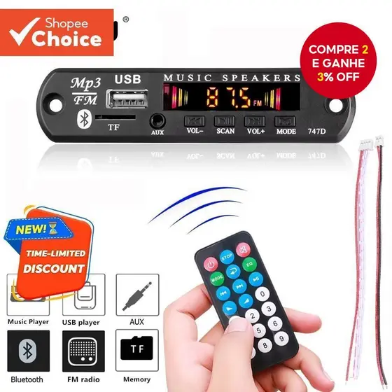 DC 9V 12V Bluetooth 5.0 Kit De Carro Sem Fio MP3 Dec oder Placa Áudio WMA Módulo Leitor Música Do Perdas USB AUX TF Rádi