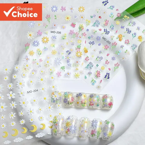 Monja 5D Adesivos Holográficos Mola Mista para Unhas Autocolantes de Bricolagem