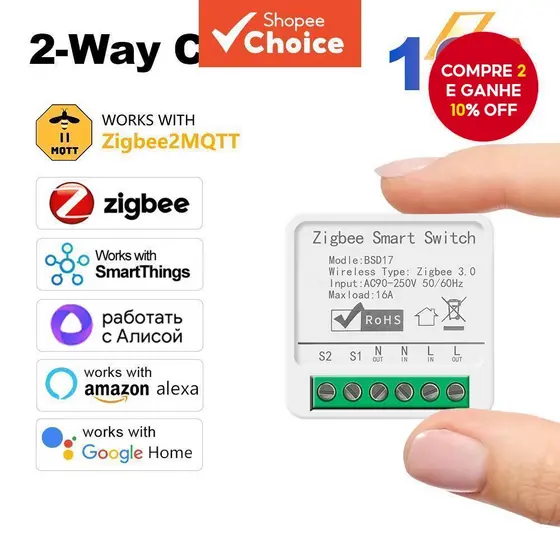 Funciona Com Zigbee 2Mqtt ZigBee3.0 Módulo De Interruptor De Luz Inteligente 16A MiNi DIY Breaker Suporta Controle Remot