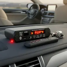 Amplificador Estéreo Bluetooth 25Wx2 50W 6-18V Caixa Metálica Display Digital com Fio de Energia