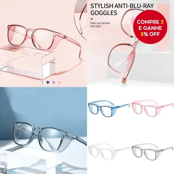 Óculos De Luz Azul Jelly Color Azul – Proteção Uv, À Prova De Vento, Anti-pólen E Lentes Para Atividades externas