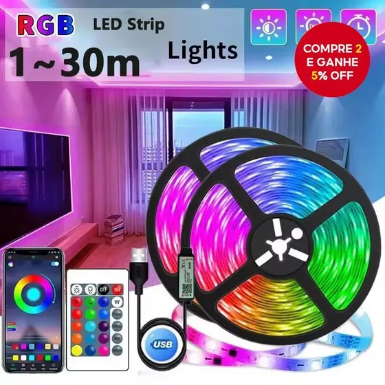 Luzes De Tira LED-Controle De Aplicativo Bluetooth USB 5V Com Mudança De Cor E Remoto De 24 Teclas , Diodo RGB Flexível