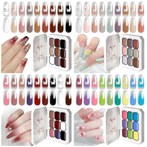 Conjunto De Paleta De Pigmentos De Esmalte 9 Em 1 Limegirl Para Design De Unhas Em Gradiente, Manicure Diy E Decoração