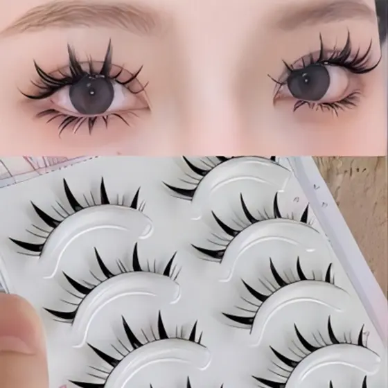 Cílios postiços novos estilo quadrinho, para cosplay de anime japonês, tipo pequeno diabo, naturais, imitação de raiz