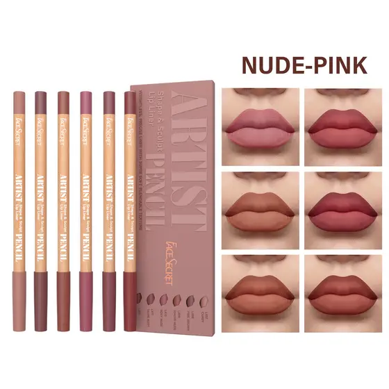 Conjunto de 6 lápis de delineador labial matte aveludado | Longa duração e não ressecam | Perfeito para contornar e