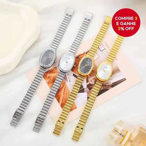 Relógio De Quartzo Criativo Feminino Mostrador Elíptico Liga Luxo Moda Presente Para Senhoras
