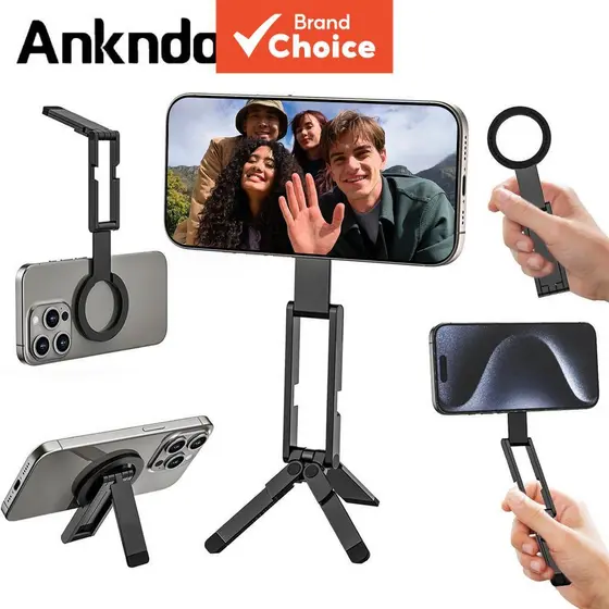 Suporte Magnético Ankndo para Tripé de Telefone com Gancho, Dobrável, Suporte de Mesa para iPhone e Smartphones, para
