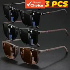 3 Pçs Luxo Quadrado Vintage Ciclismo Óculos De Sol Uv400 Masculino Feminino Para Viagens Condução Pesca