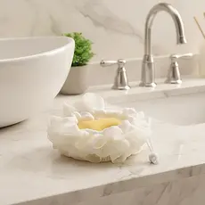 Esponja de Banho com Renda Floral Suave e Material Amigável à Pele - 2 em 1 para Armazenamento de Sabonete e Esfoliador