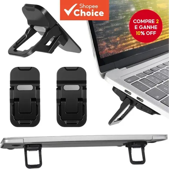 Suporte de Laptop Portátil Mini em Pacote com 2 Unidades, Ângulo Ajustável para Desktop – Elevação de Computador