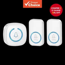 Conjunto de campainha sem fio mini: 1 receptor + 2 botões à prova d'água, alcance de 300 metros, equipado com 60