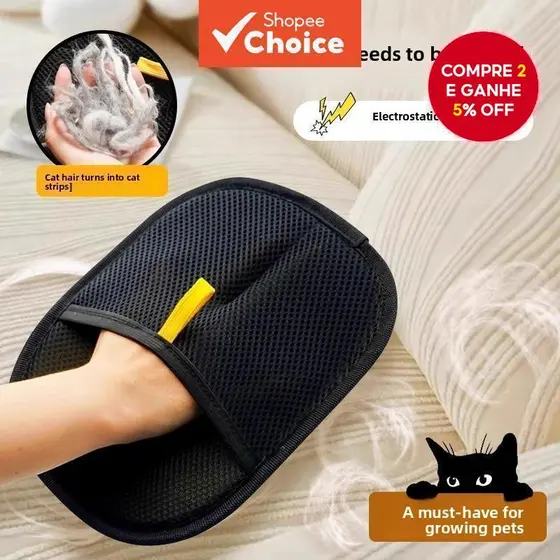 Removedor de pelos de pet; luvas para remoção de pelos com eletricidade estática; escova dupla face; escova para