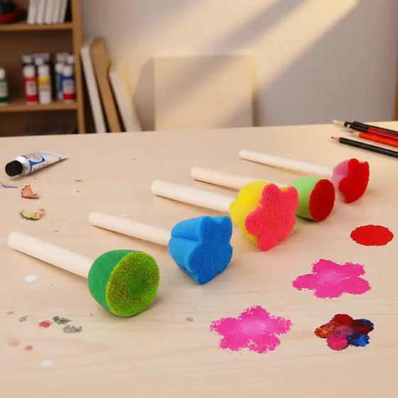 Conjunto de Pincéis de Esponja: 5/10/20 peças de pincéis redondos e em formato de flor para pintura infantil e adulta
