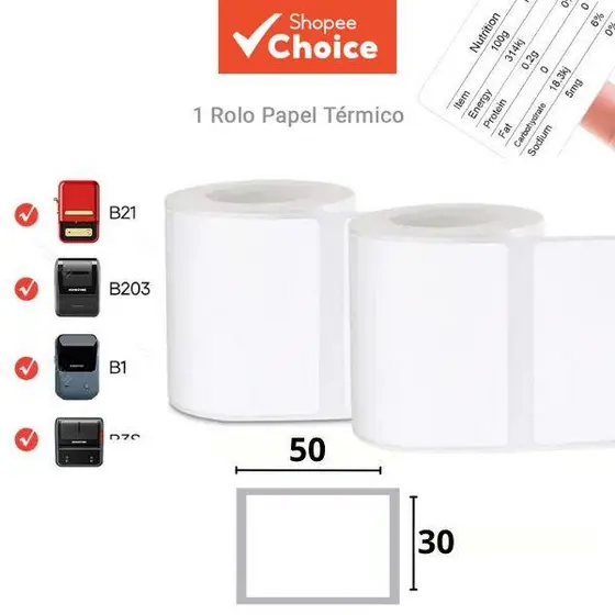 Papel De Etiqueta Transparente B21/B1/B203 Para Etiquetas De Nome , Adesivas Térmicas E À Prova D'água