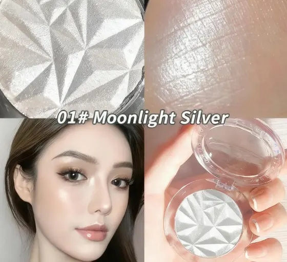 Pó Iluminador Diamante de Tom Monocromático, Paleta Clareadora & Contornante Facial, Pó Glitter Perolado, Pó Iluminador