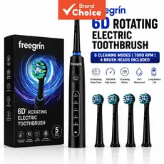 FREEGRIN Escova de Dentes Elétrica Rotativa 360° Tipo-C Carregamento Rápido 3H 600mAh Bateria de Lítio Suprimentos