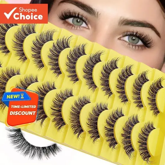 D Curl 3D Cílios Postiços Fofos Banda Transparente 10 Pares Acessório De Maquiagem