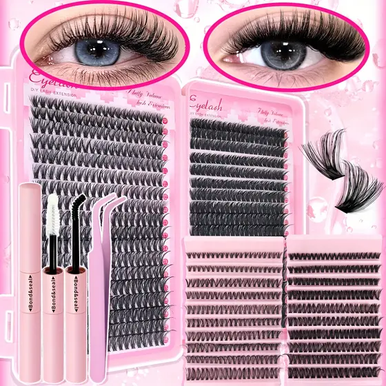 Kit De Extensão De Cílios Único Cd Curvado Com Cola Para , Selante E Pinça 8-16MM