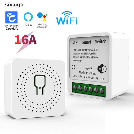 WiFi Smart Mini Switch 16A Controle De Voz Funciona Com Alexa Google