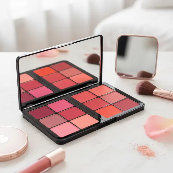 12 Tons de Blush e Contorno Dupla Face em Creme para Iluminar o Rosto em uma Paleta de Maquiagem