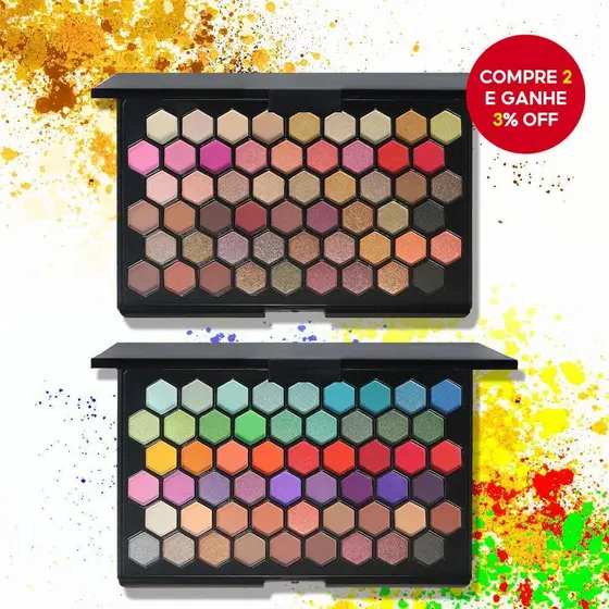 Paleta de Sombras POPFEEL 54 Cores - Tons Terrosos e Arco-Íris Versáteis para Maquiagem Colorida de Festa, Tamanho
