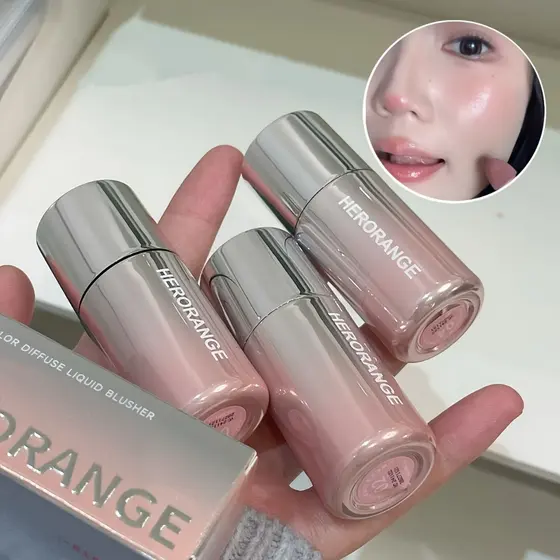 Novo bastão de blush líquido HERORANGE, com ponta de esponja, adequado para lábios e bochechas, à prova d'água e