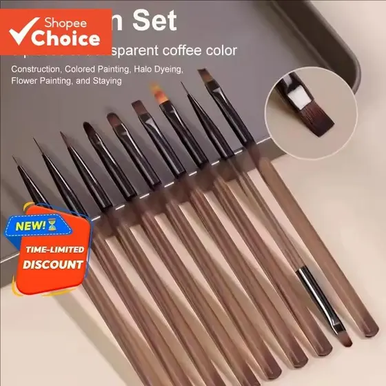 Gel UV Escova De Unhas Forro 9 Pçs DIY Pintura Caneta Manicure Acrílico Desenho Para Design Da Arte Do Prego Ponta Displ