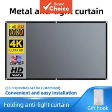 Tela de Projetor Salange 16:9, Tecido Refletivo Antirreflexo em Metal para Projetor DLP