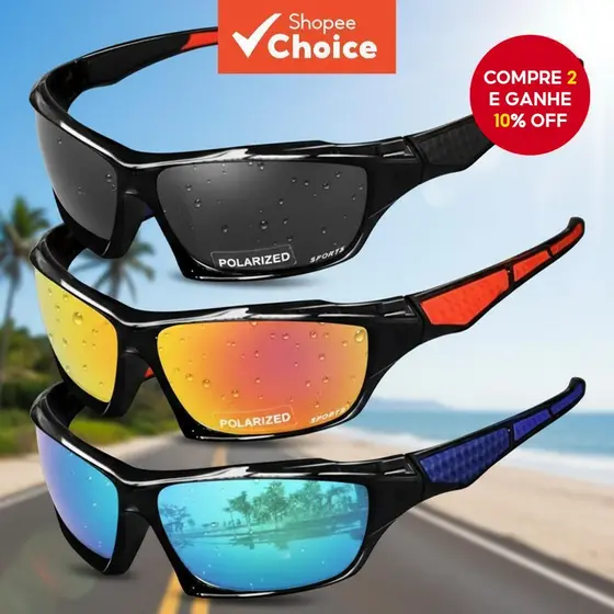 Óculos de Sol Esportivos UV400 Polarizados à Prova de Vento para Ciclismo ao Ar Livre, Pesca e Esqui, Unissex