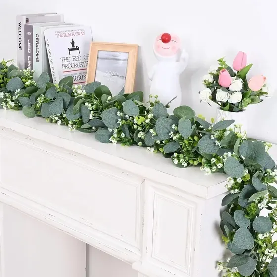 Folhas De Eucalipto Artificiais De 241 Cm , Videira , Estilo Ins , Planta De Decoração Para Casa