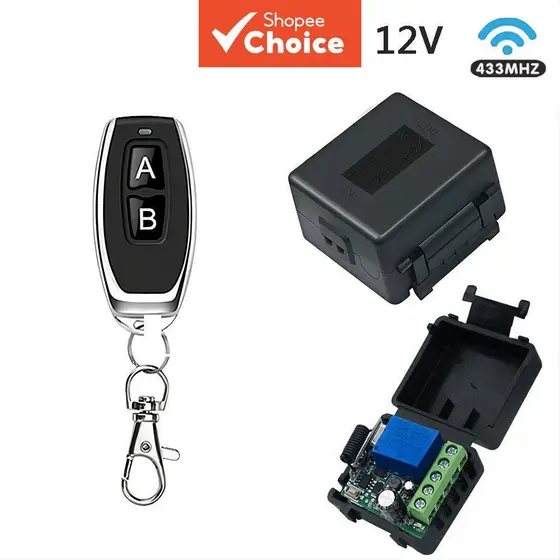Receptor de Relé 12V 1CH RF 10A 2026 433MHz, Controle Remoto Sem Fio e Transmissor 2CH para Trava Eletromagnética de