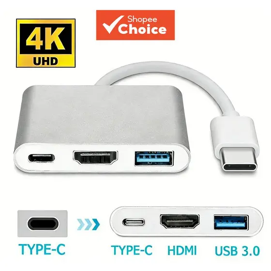 Tipo C Conversor de Projetor USB C para HDMI 4K Adaptador HDTV Compatível com TV