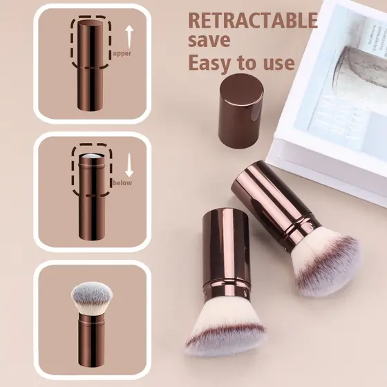 Pincel De Maquiagem Retrátil , Profissional Para Blush Facial , Adequado Viagens