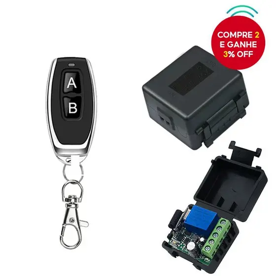 Interruptor de Controle Remoto Sem Fio 433Mhz DC 12V 1CH RF 10A Relé Receptor e 2CH Transmissor Para Porta Trava