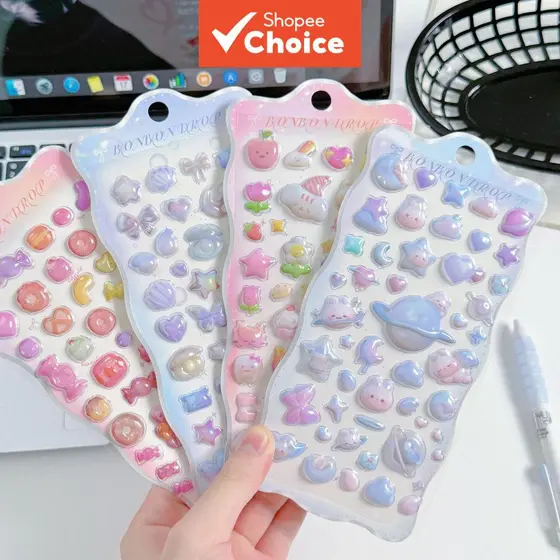 Adesivos Divertidos De Alívio 3D De Desenho Animado , 4 Peças , Fofos , À Prova D'água Escolares Personalizados , Telefo