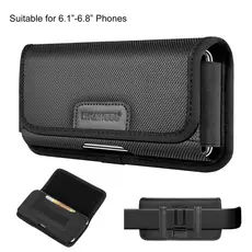 HAWEEL Coldre de Nylon Horizontal para Cinto com Clipe e Slot para Cartão (Preto) para Celulares de 6.1-6.8 Polegadas