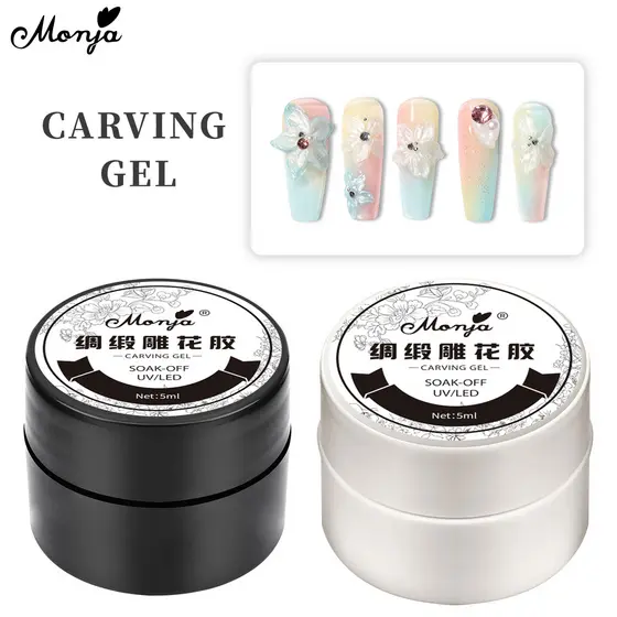 Monja 3D Gel de Pintura para Unhas Esculpidas, Antiaderente, com Pérola e Fio de Concha, Ferramentas de Manicure DIY,