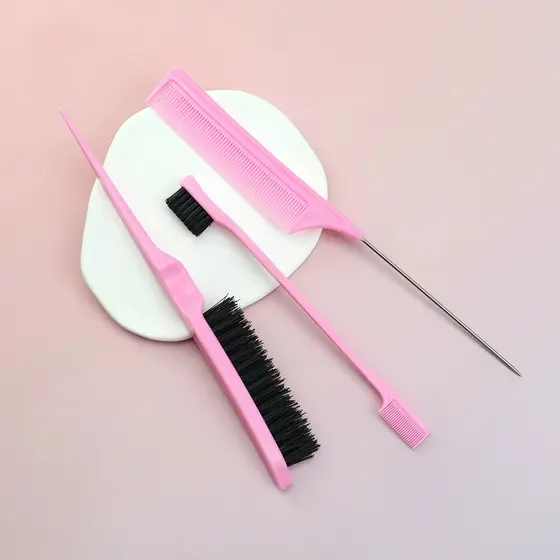 Kit de Penteado de Cabelo com Pente de Cauda Pontuda, Escova Desembaraçadora e Grampos para Tranças de Dia dos Namorados