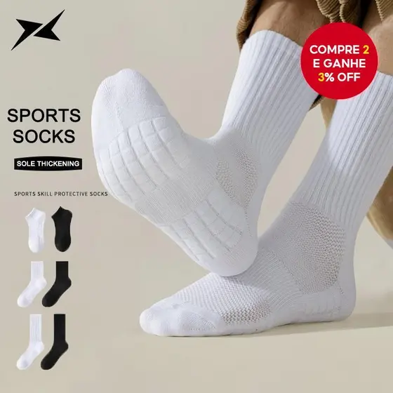 3 Pares De Meias Grossas De Basquete De Cano Alto Para Casais , Toalha De Corrida , Presente Sólido , Preto E Branco