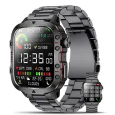 Relógio Inteligente Masculino Original, Esportivo, À Prova D'água, Preto, Aço Inoxidável, Smartwatch de Verão