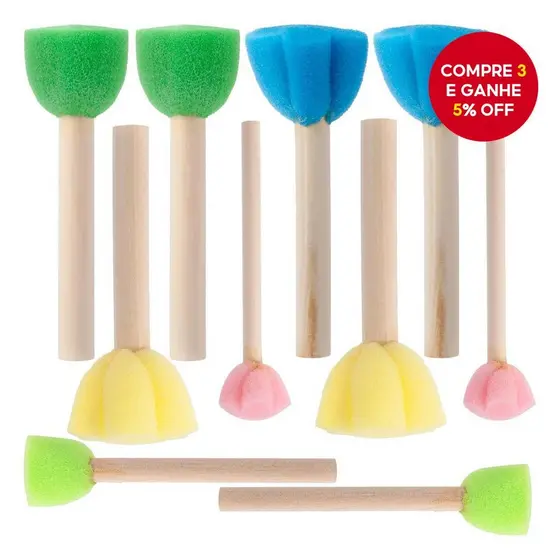 5/10/20pcs Pincéis De Esponja Para Pintura , Espuma De Cabeça De Flor Com Cabo De Madeira , Ferramenta De Coloração De P