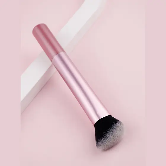 Novo Pincel de Contorno Grande Rosa Angulado para o Rosto - Pincel de Maquiagem para Contorno Facial